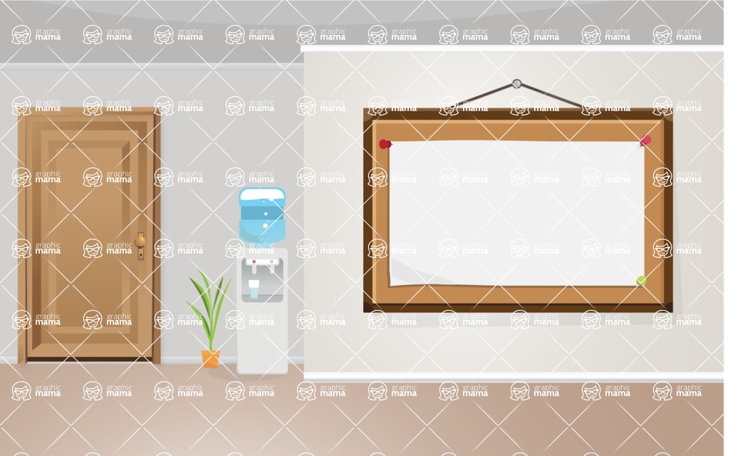 Room Backgrounds Vector Collection - Office Room Interior with Whiteboard